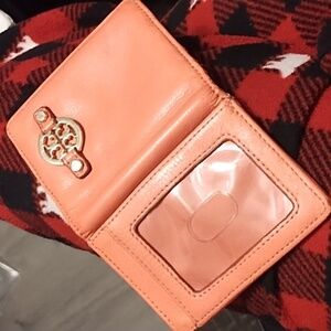 Tory Burch coral Bi-fold wallet credit card case/holder